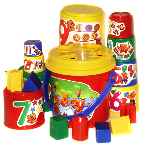 Megcos Carry-Along Stacking Cups & Sorter Bucket -Affordable Gift for ...